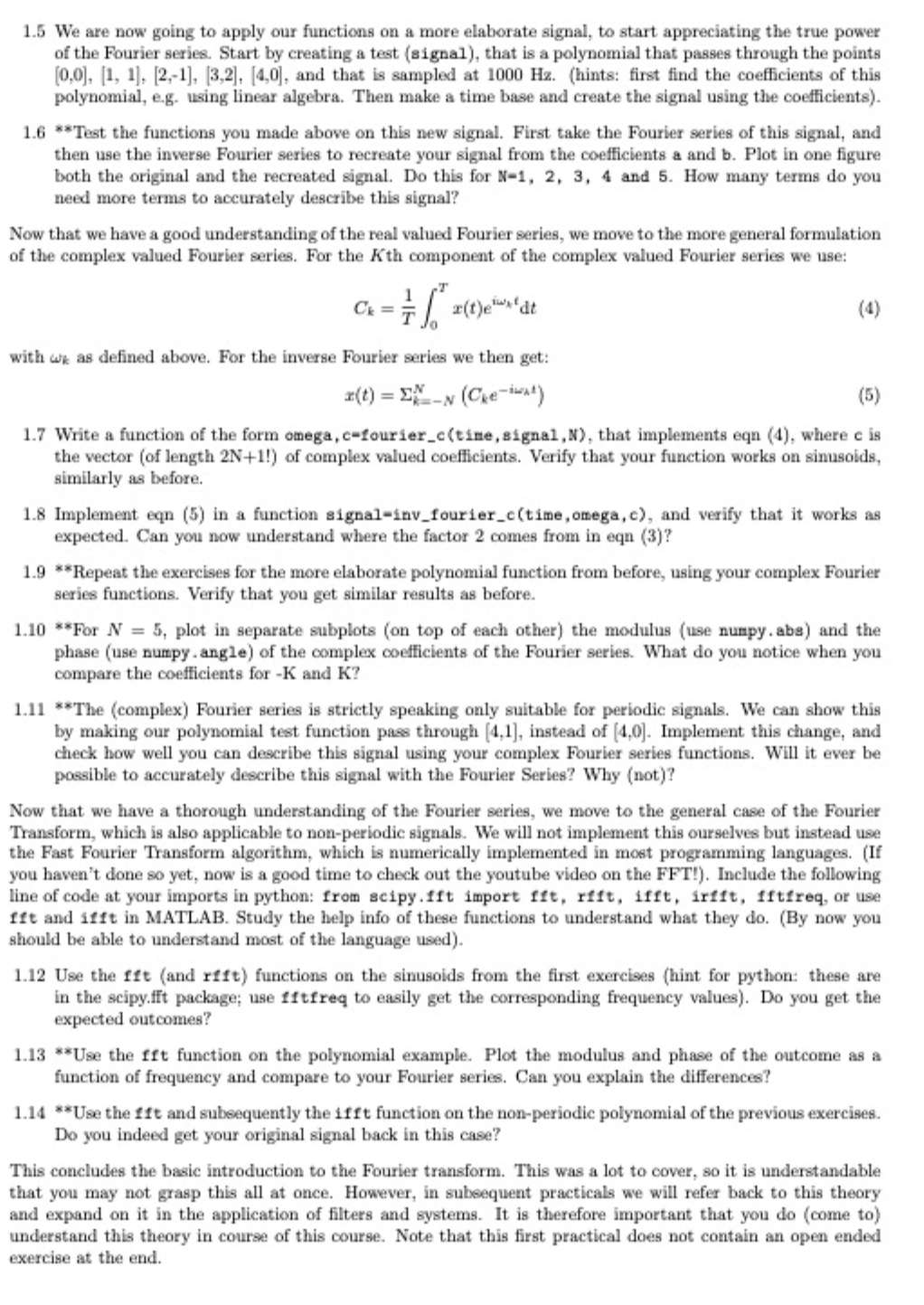 Computer practical 1 : intro to Fourier
