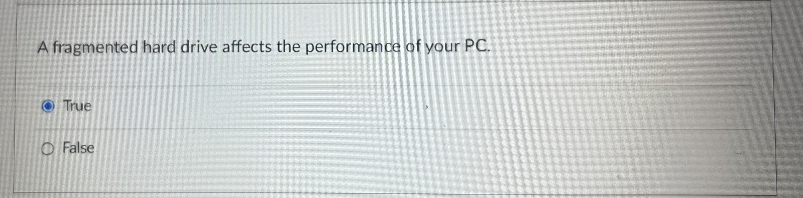 A fragmented hard drive affects the performance
