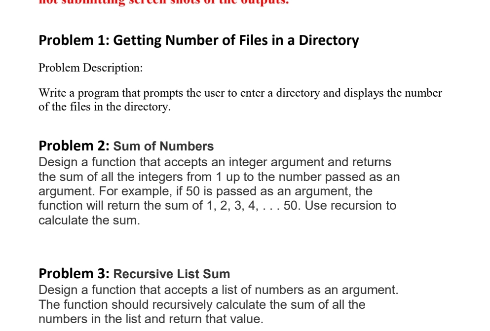 Problem 1 : Getting Number of Files in a