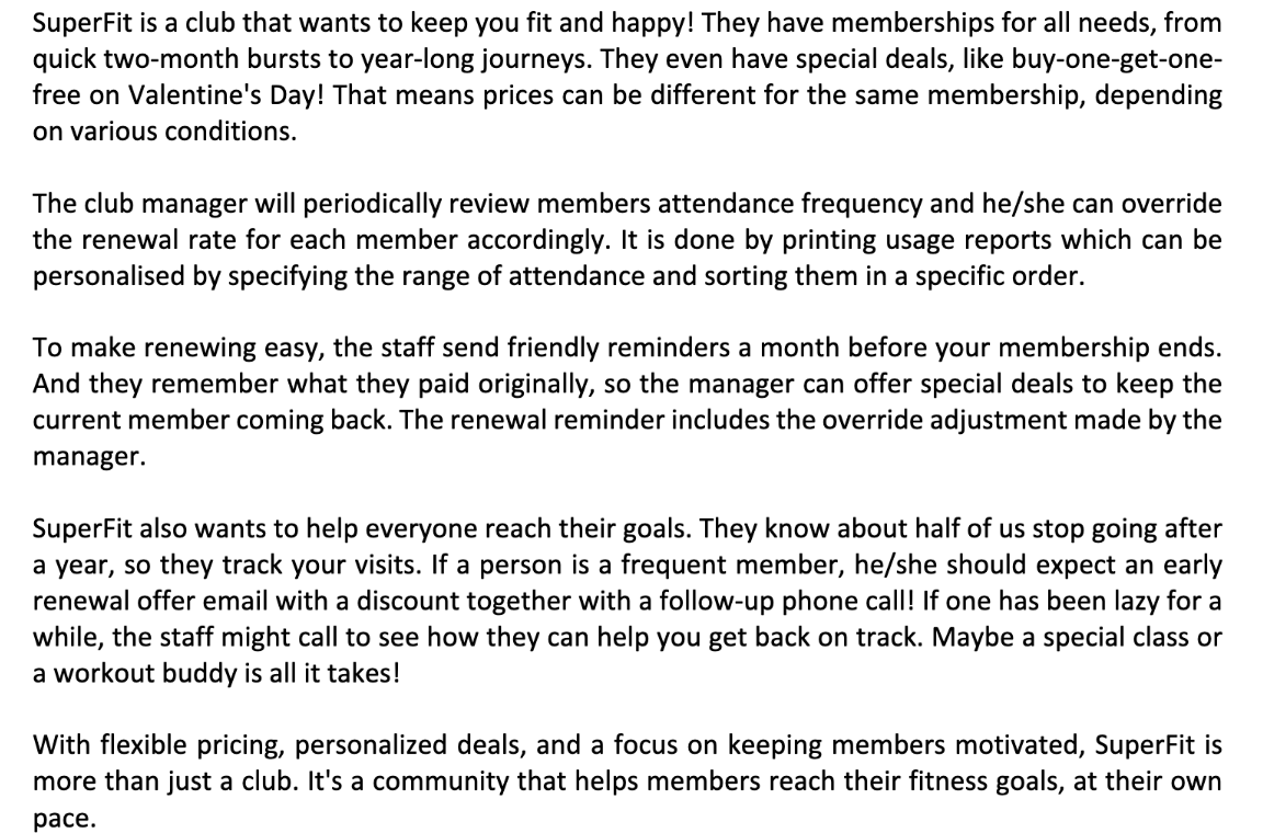 SuperFit is a club that wants to keep you fit and