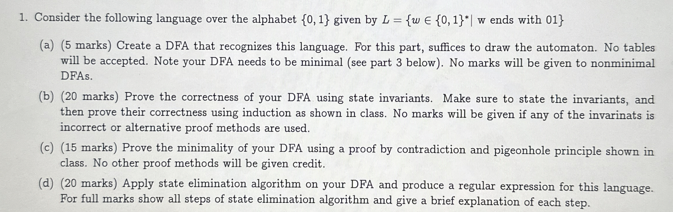 Consider the following language over the alphabet