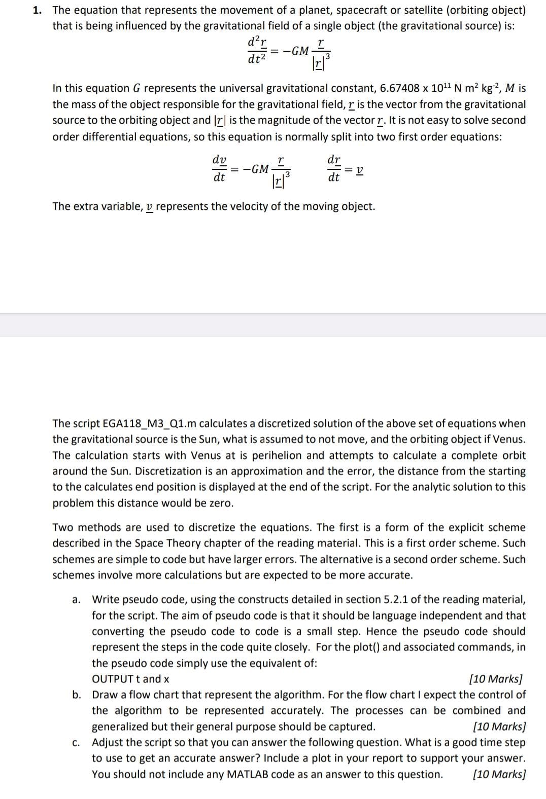 The equation that represents the movement of a