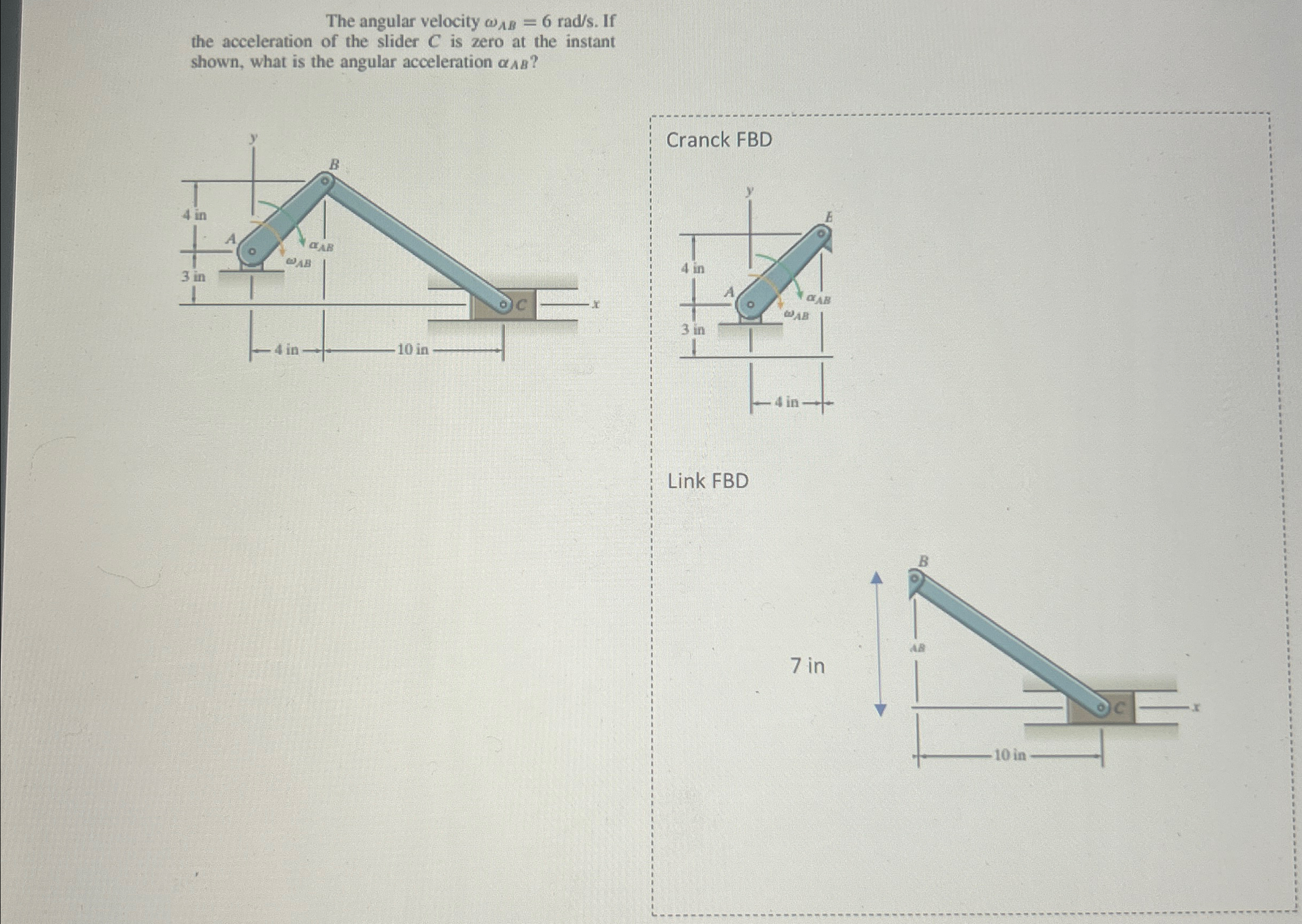 The angular velocity A B = 6 r a d s . If the