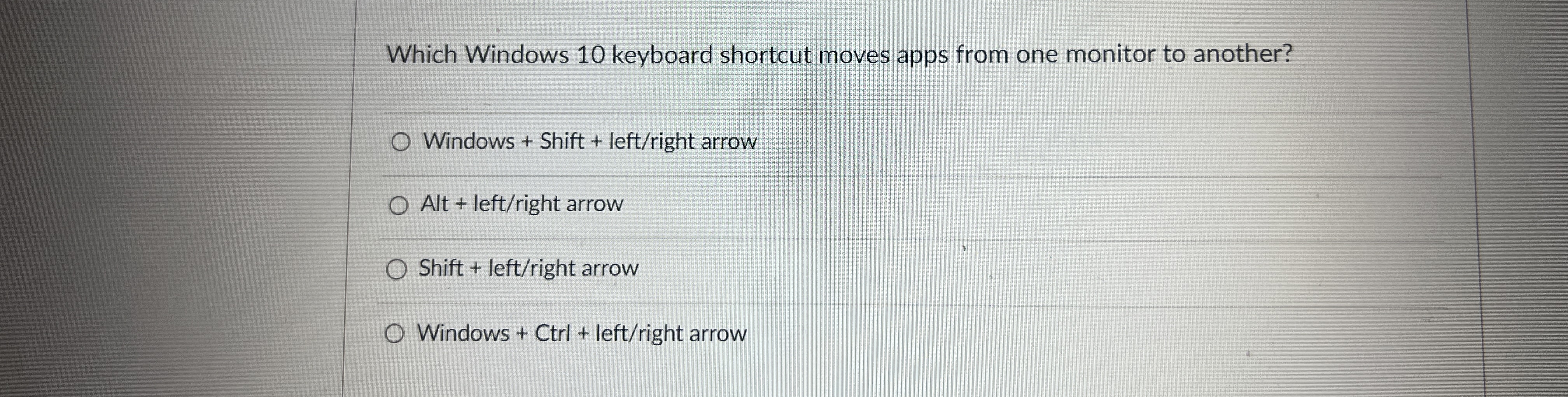 Which Windows 1 0 keyboard shortcut moves apps
