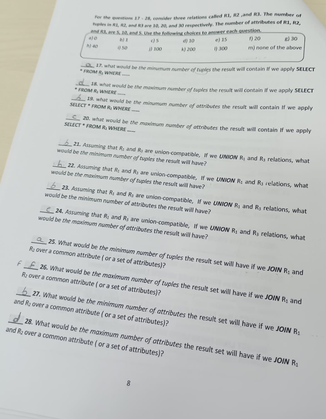 For the questions 1 7 = 2 8 , consider three