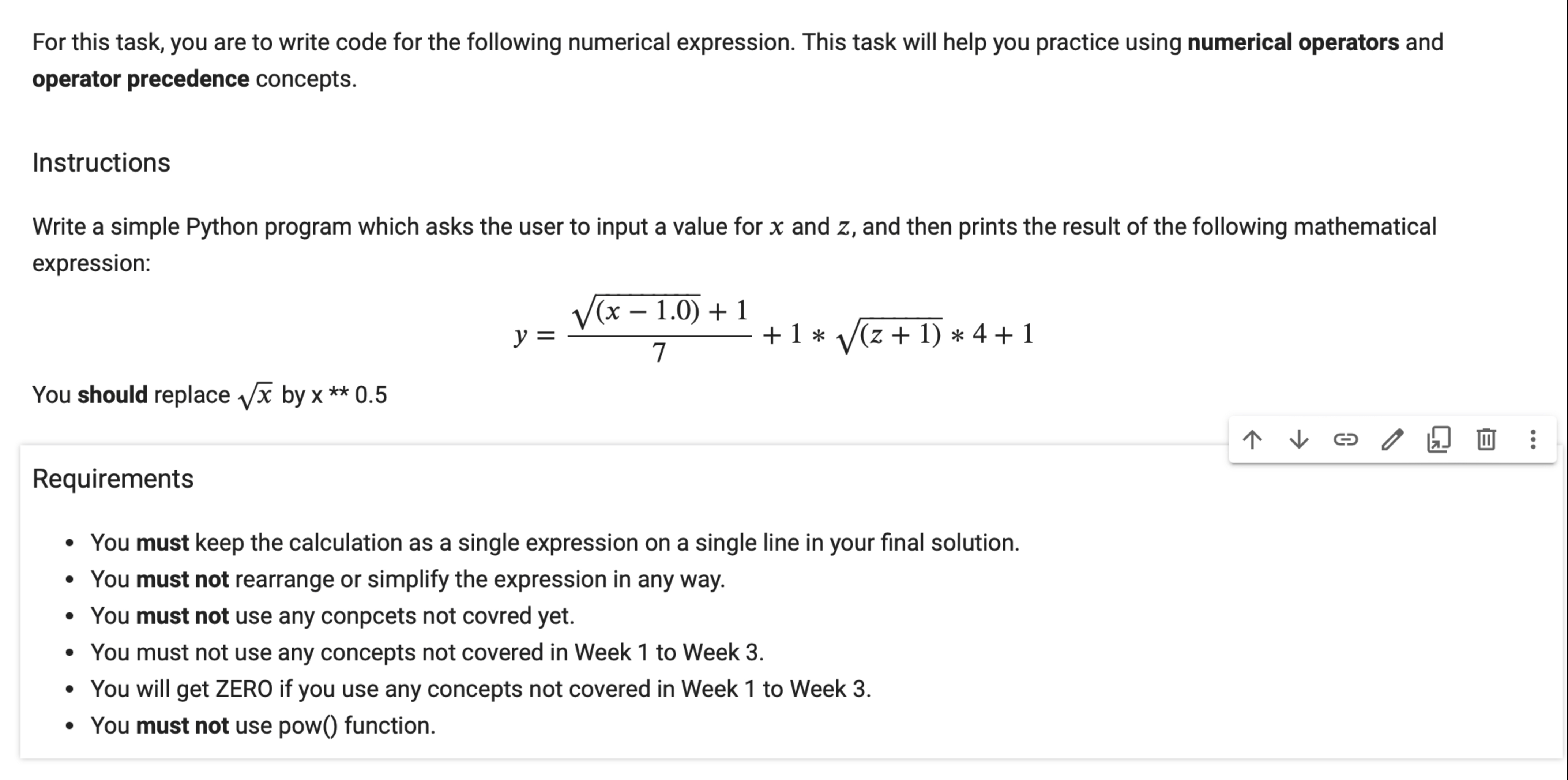 Task: - For this task, you are to write code in