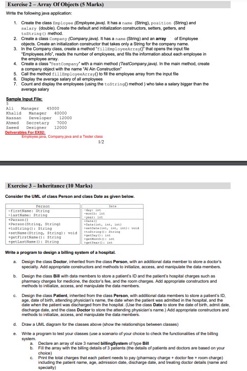 Exercise 2 - Array Of Objects ( 5 Marks ) Write