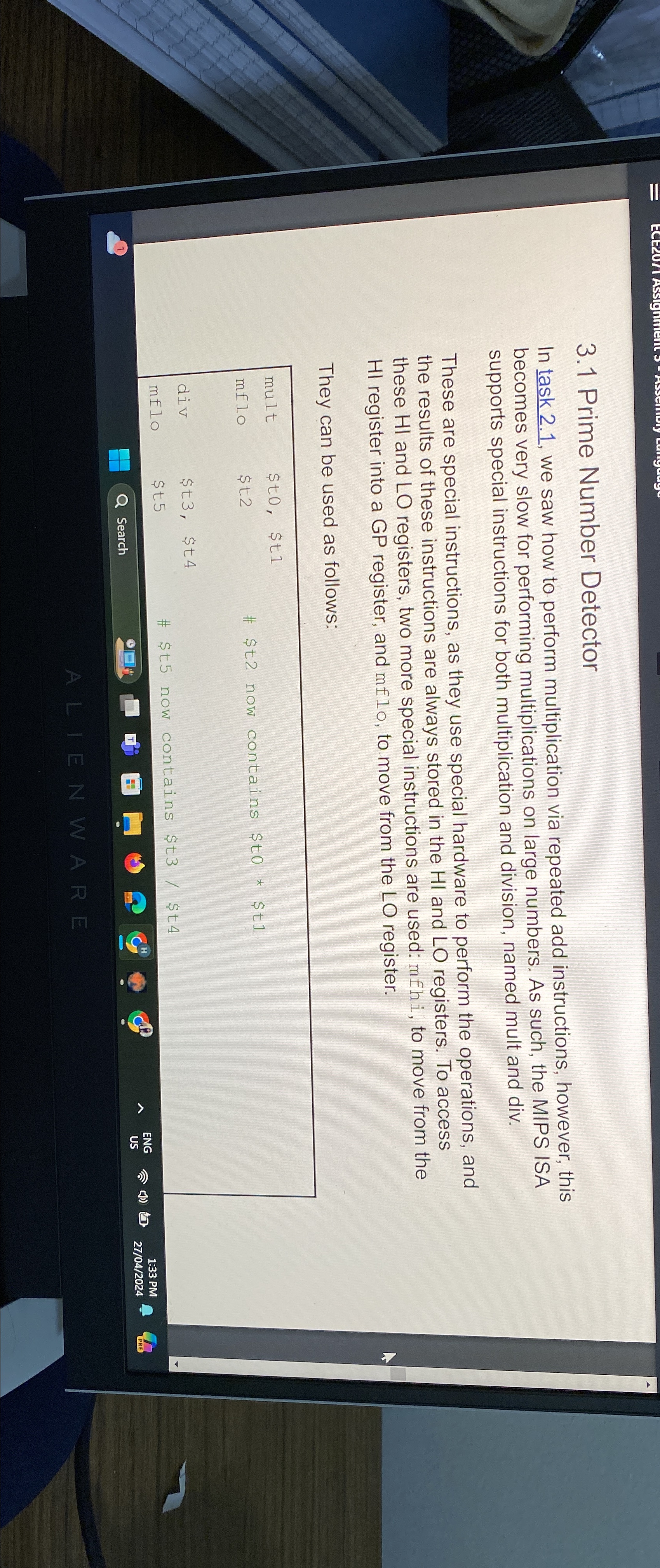 3 . 1 Prime Number Detector In task 2 . 1 , we