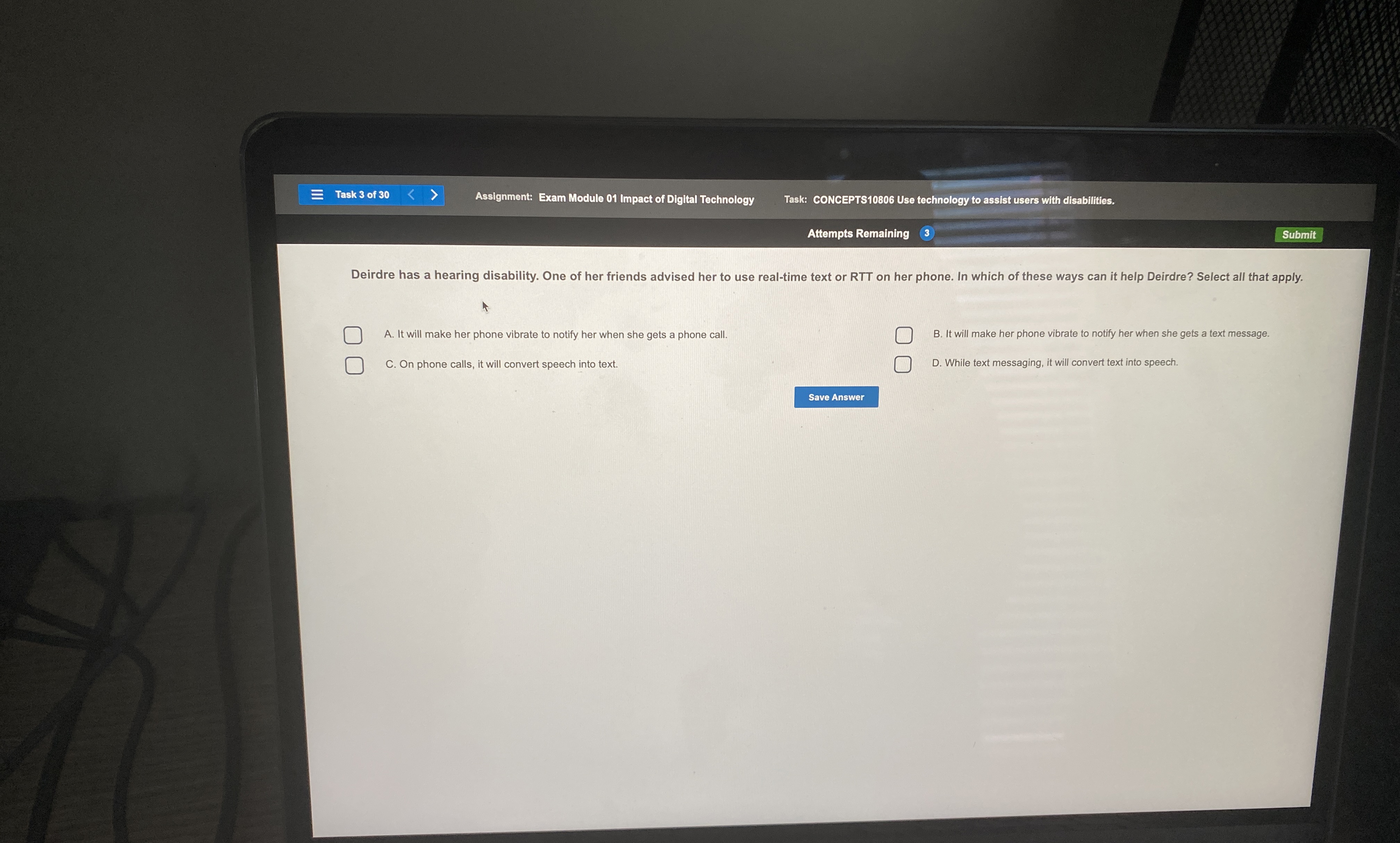 Task 3 of 3 0 Assignment: Exam Module 0 1 Impact