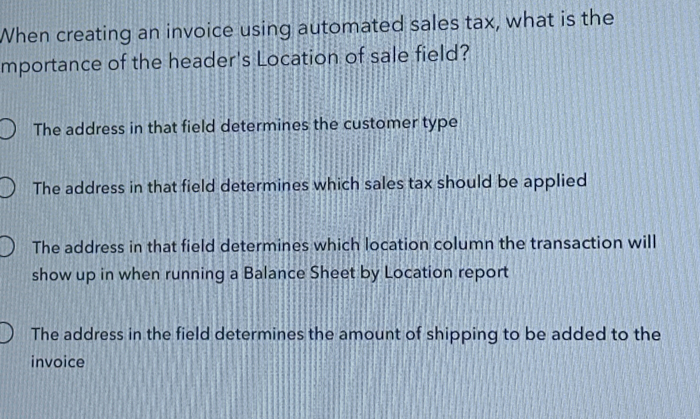 When creating an invoice using automated sales