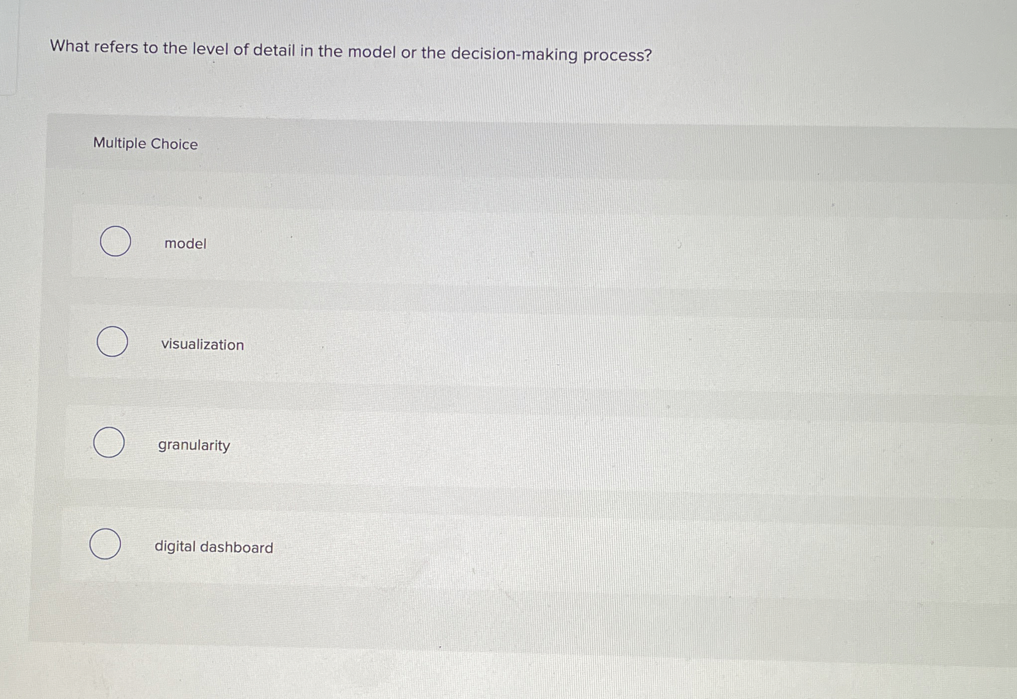 What refers to the level of detail in the model