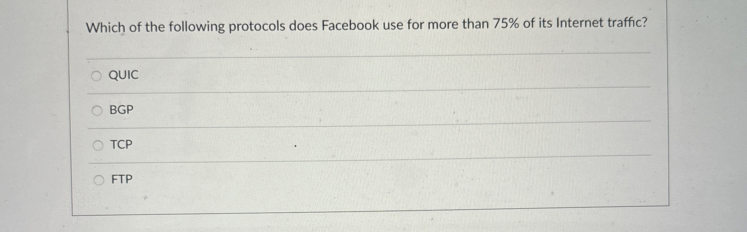 Which of the following protocols does Facebook