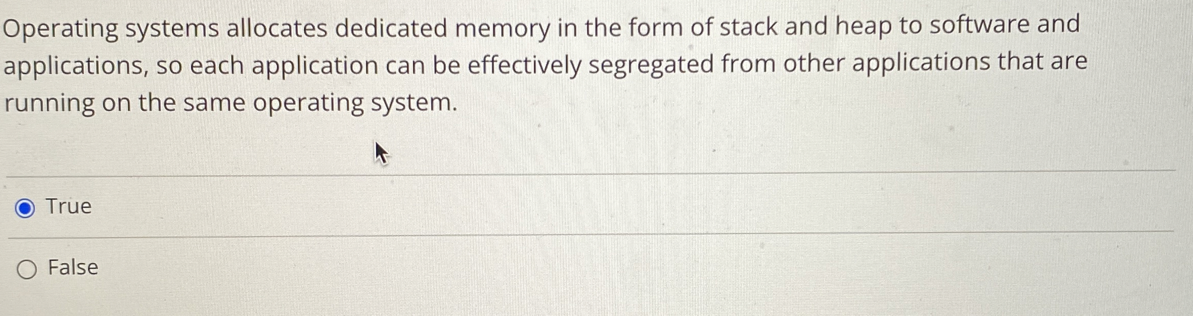 Operating systems allocates dedicated memory in