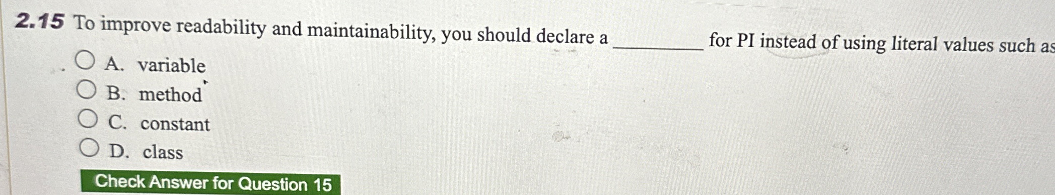 2 . 1 5 To improve readability and