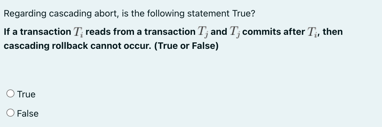 Regarding cascading abort, is the following