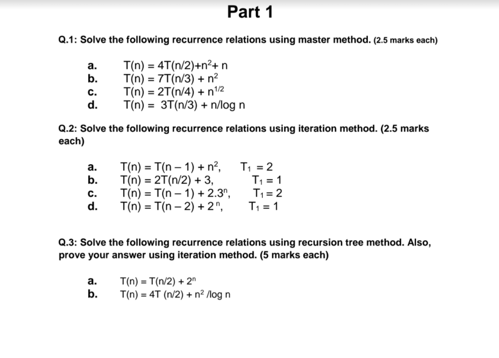 or each of the following recurrence equations