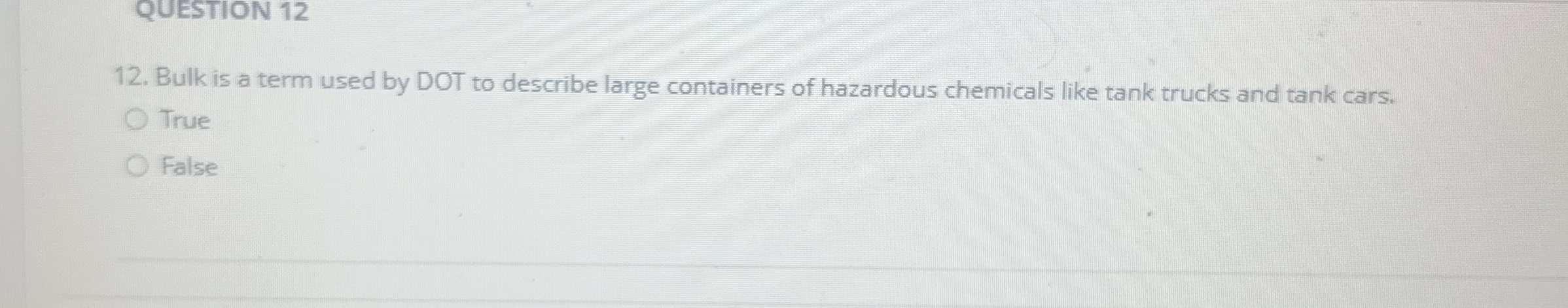 Bulk is a term used by DOT to describe large