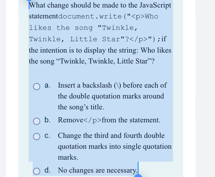 What change should be made to the JavaScript