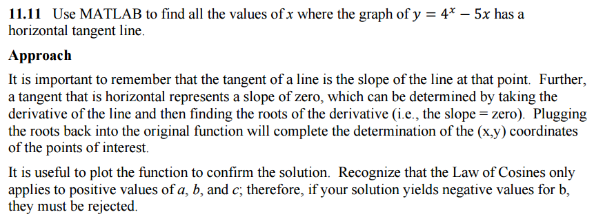 1 1 . 1 1 Use MATLAB to find all the values of x