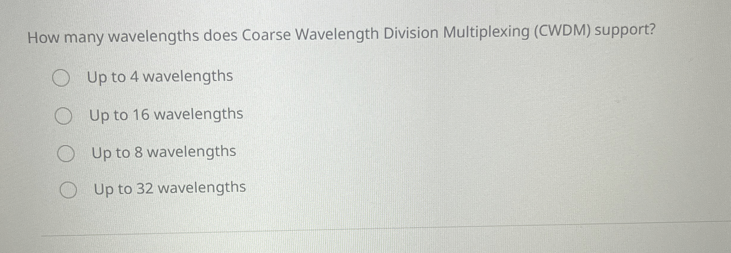 How many wavelengths does Coarse Wavelength