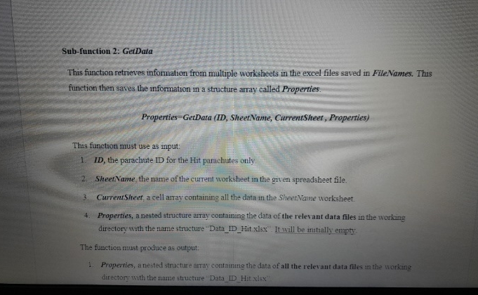 Sub - function 2 : GetData This function