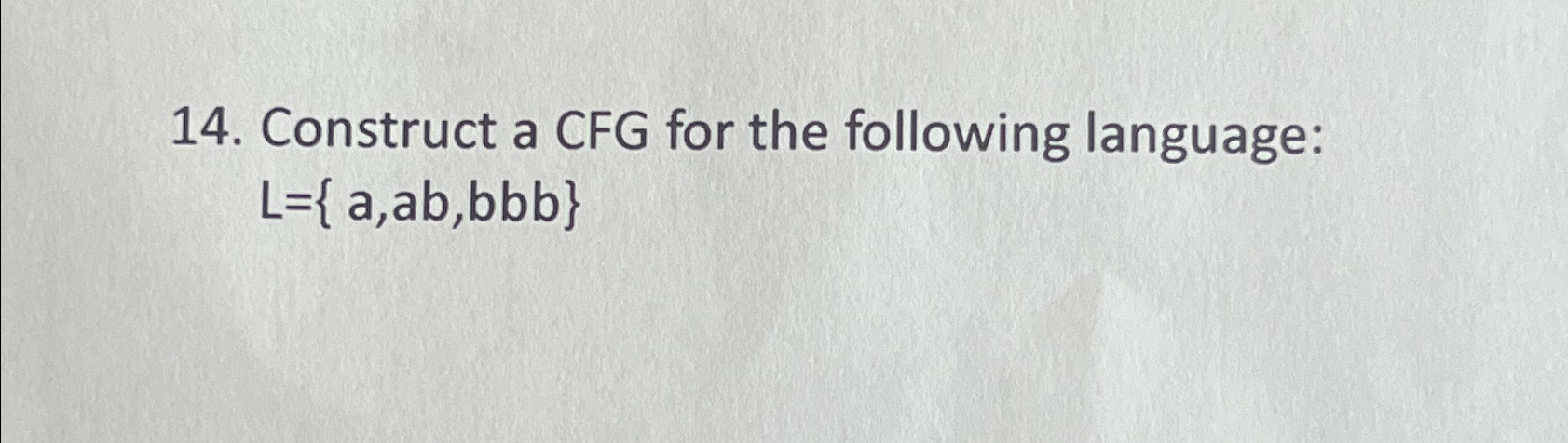 Construct a CFG for the following language: L = {