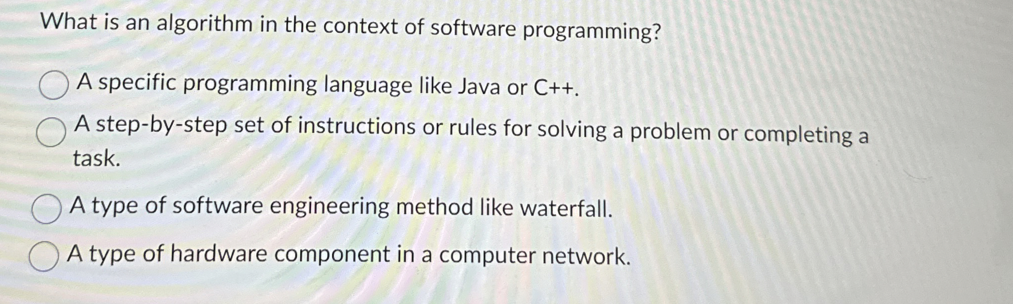 What is an algorithm in the context of software
