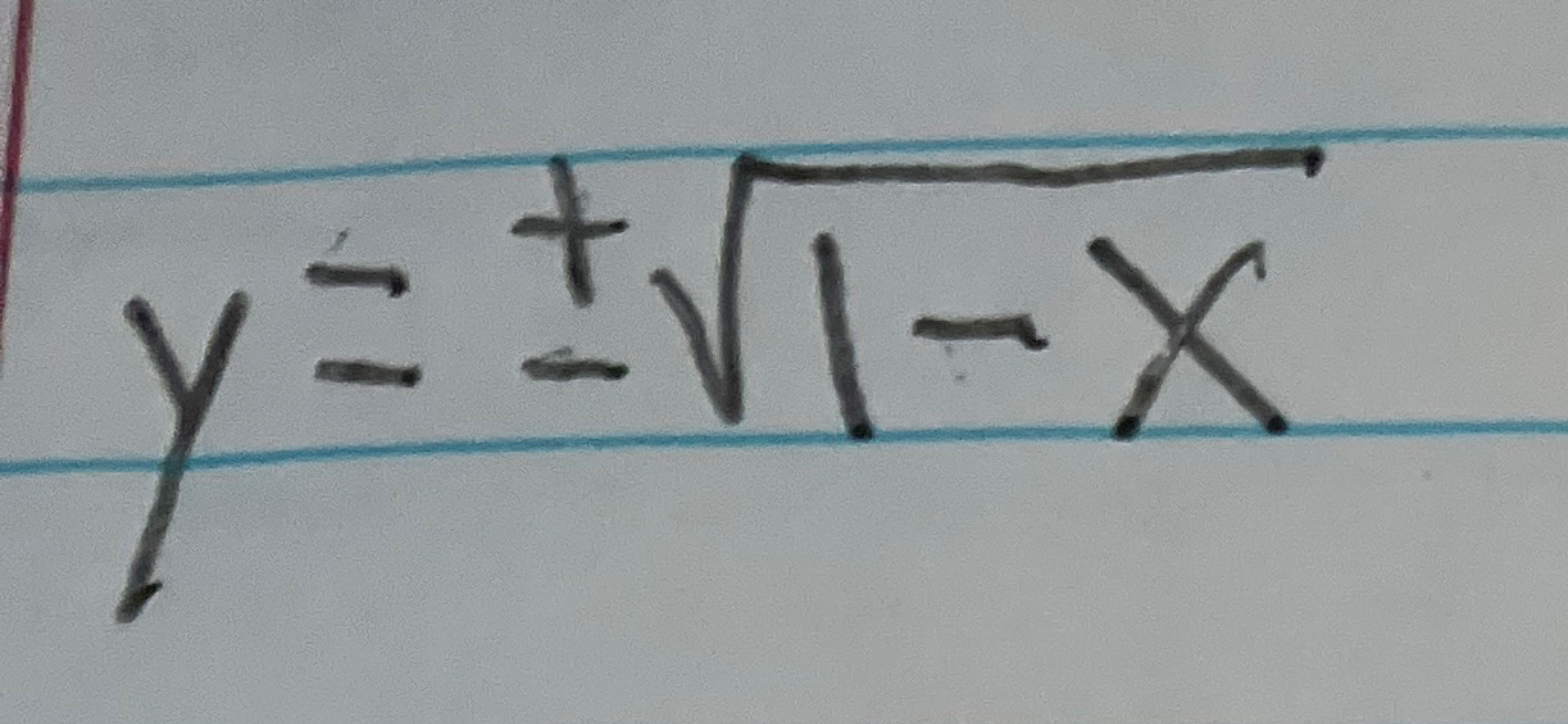 code class = "asciimath" > y = + - \ sqrt ( 1 - x