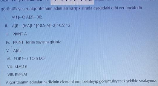 g r nt leyecek algoritman n ad mlan kar k s rada