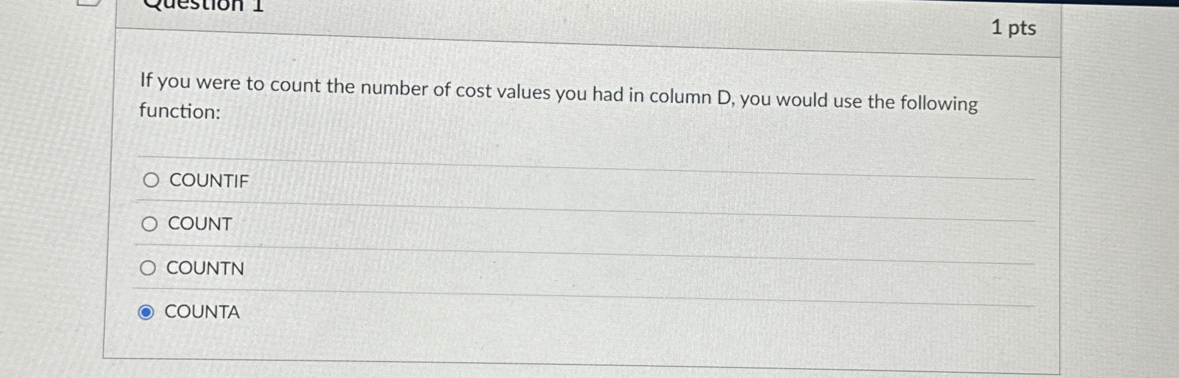 1 pts If you were to count the number of cost
