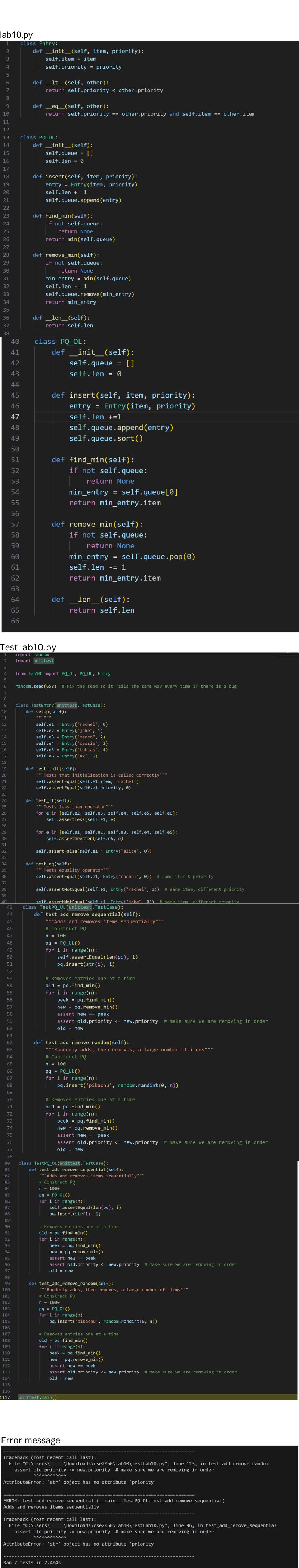I am getting 2 errors on my test that I can't