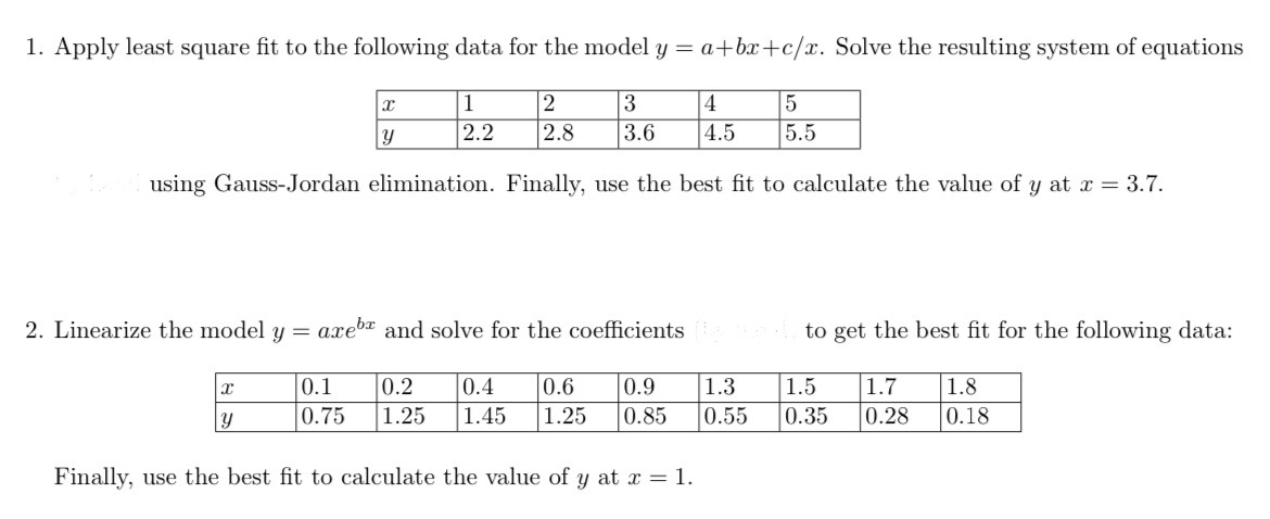 For both parts, use Python to provide appropriate