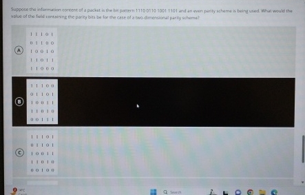 yalue of the fud concaining the pariky bits be