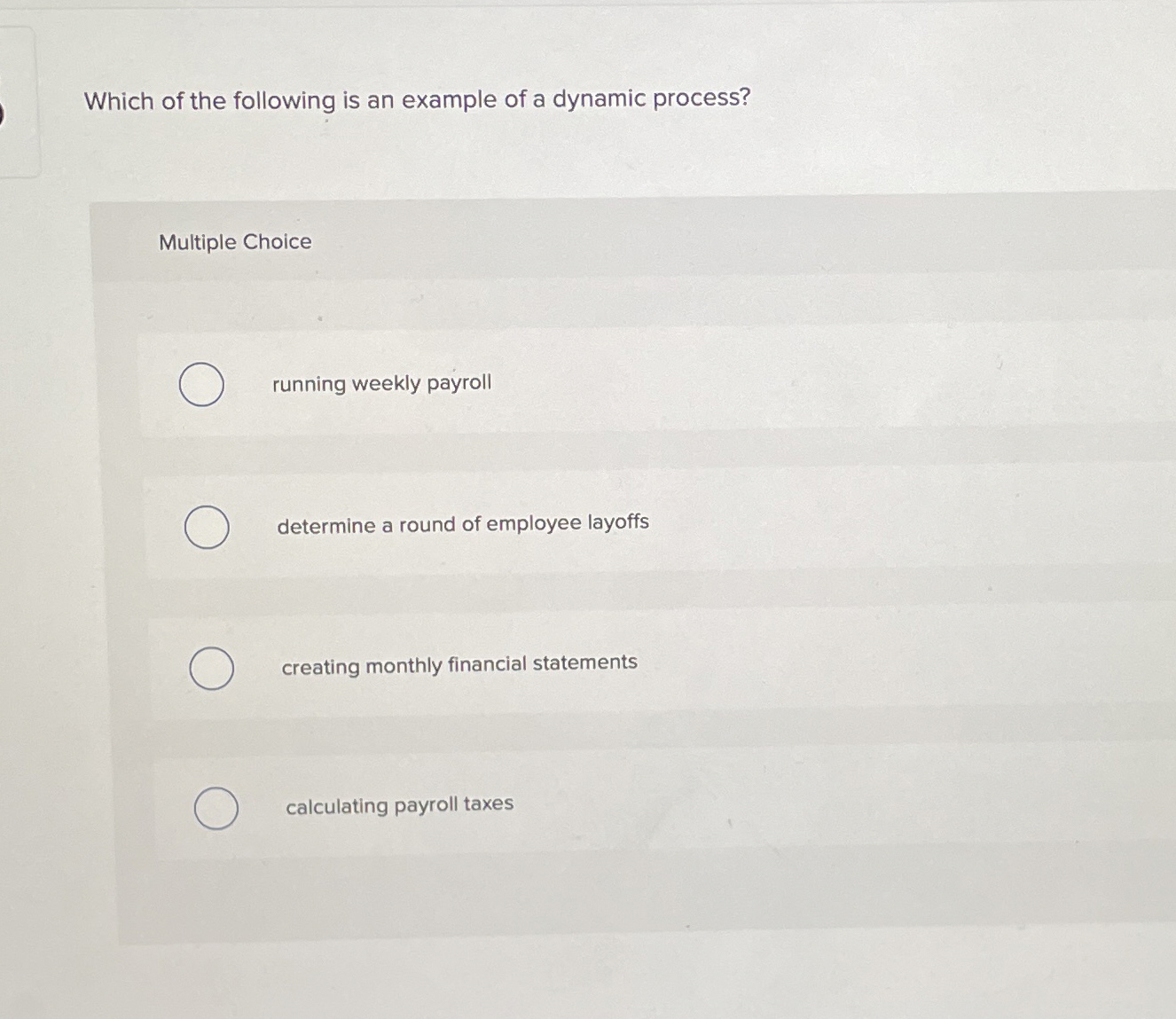 Which of the following is an example of a dynamic