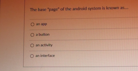 The base "page" of the android system is known as