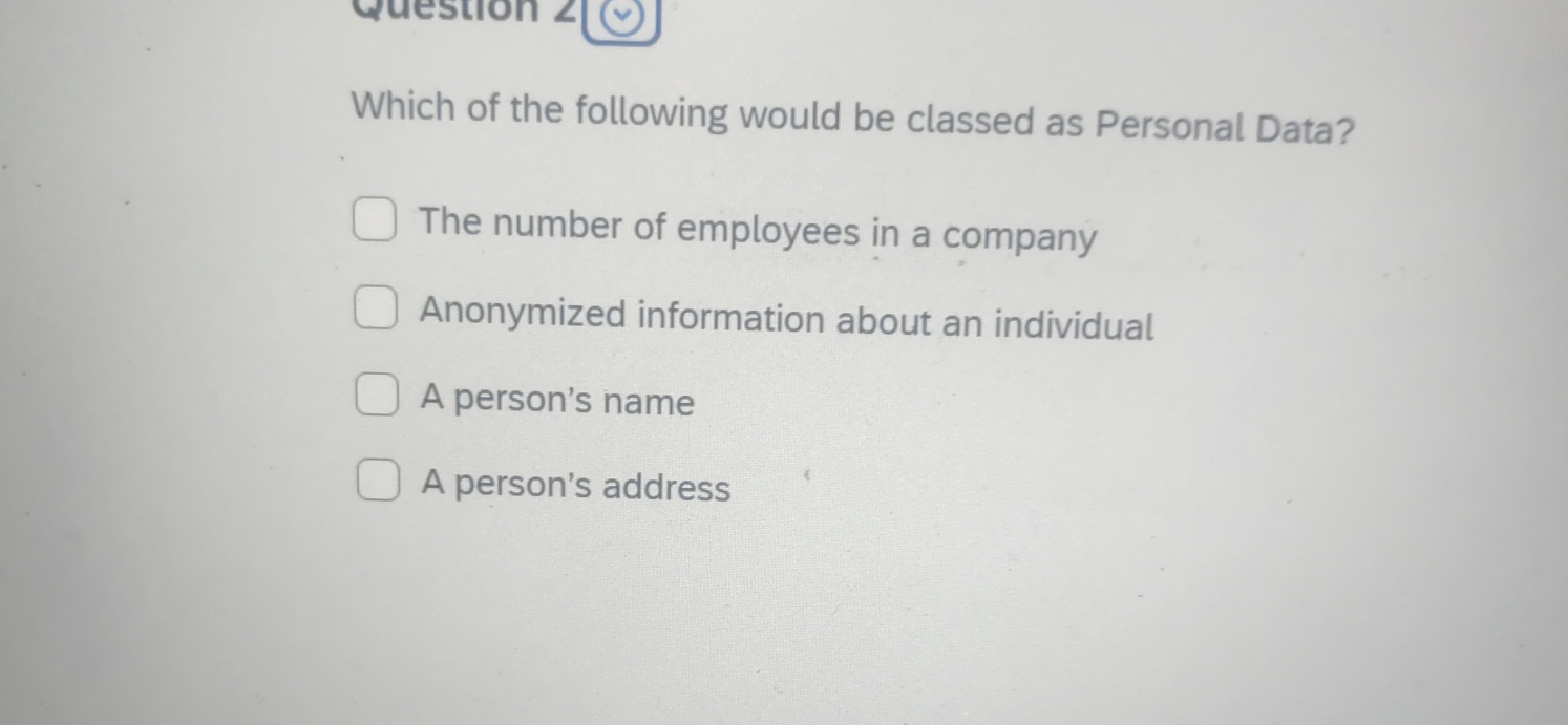 Which of the following would be classed as