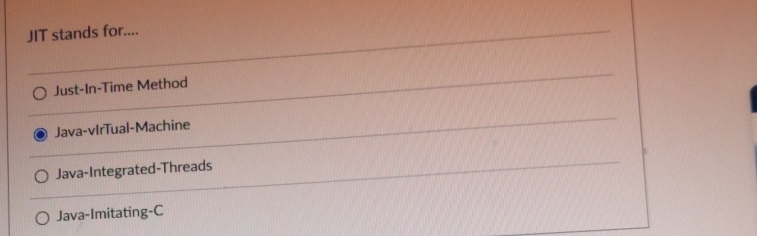 JIT stands for.... q , Just - In - Time Method