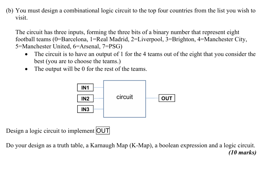 ( b ) You must design a combinational logic