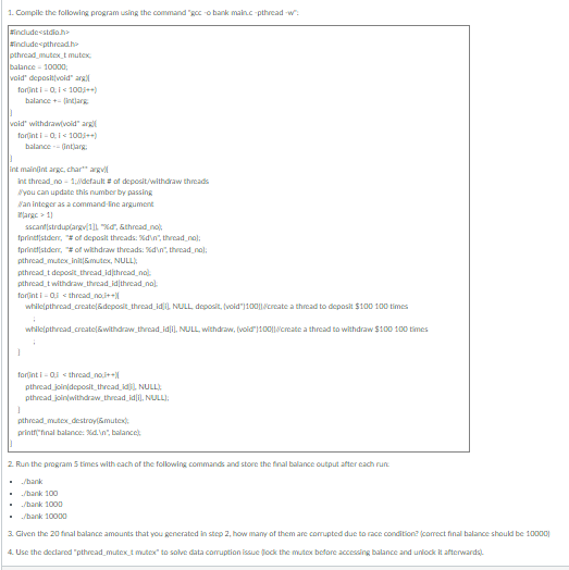 Compik the following program using the command