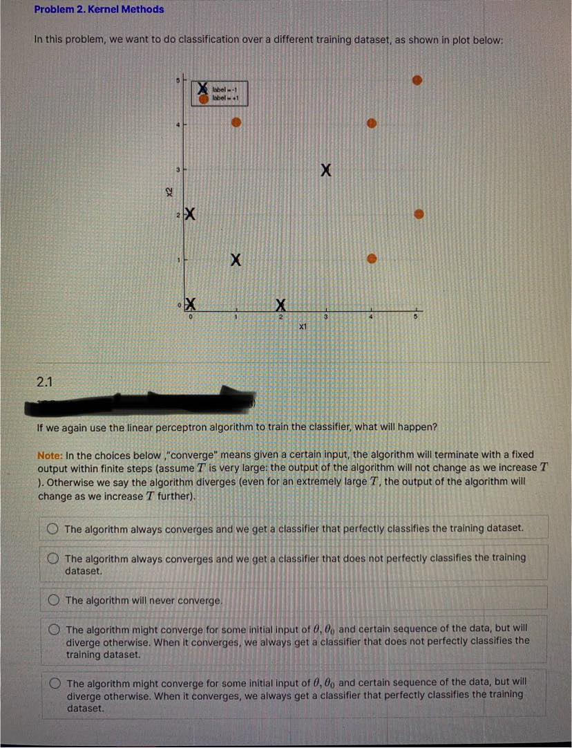 We decide to run the kernel perceptron algorithm