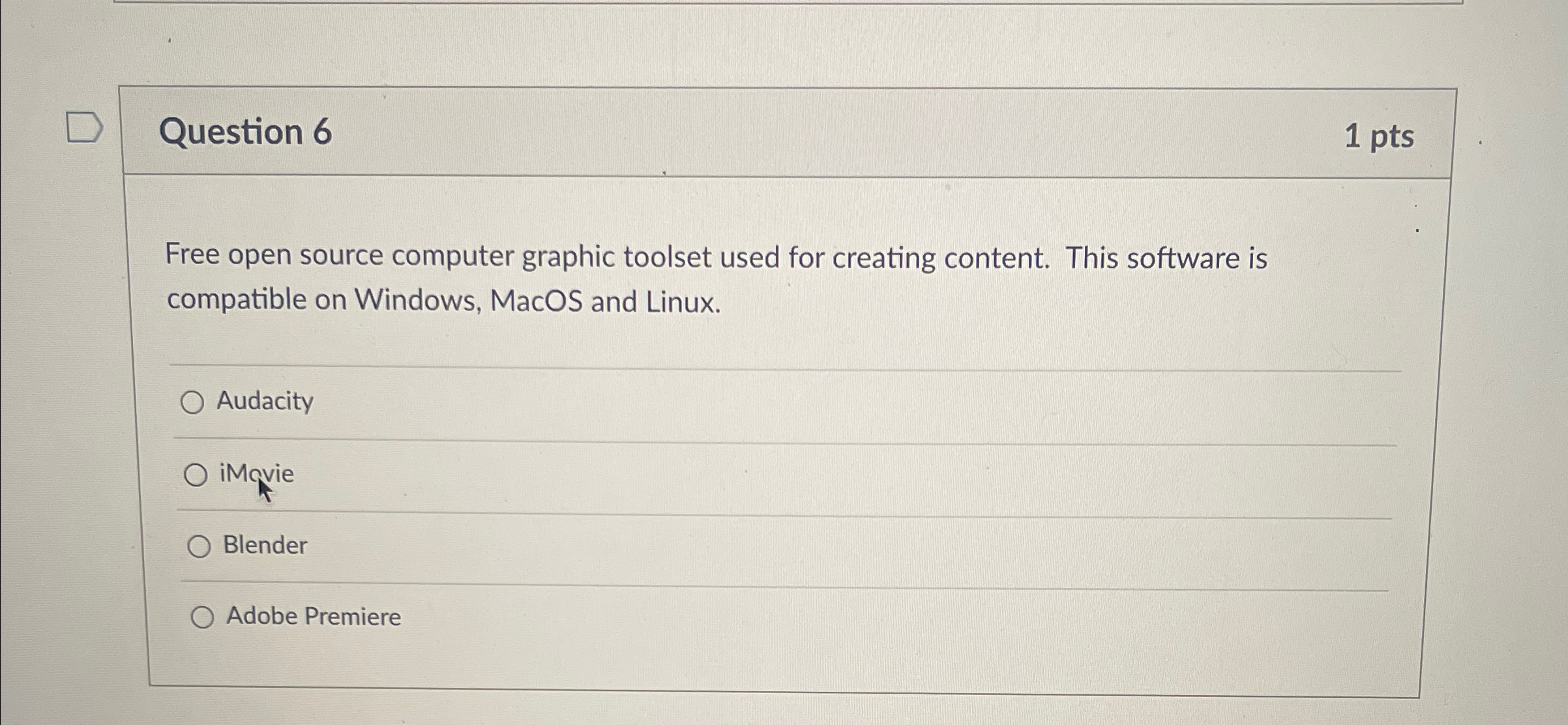 Question 6 1 p t s Free open source computer