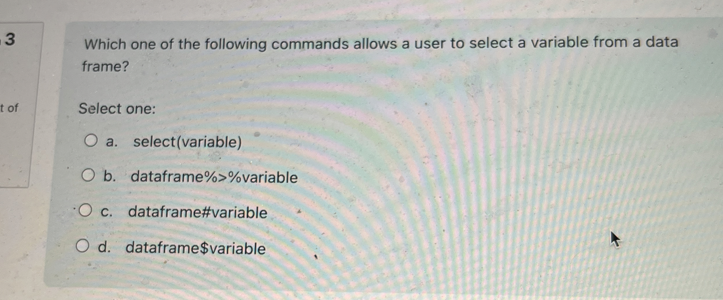3 Which one of the following commands allows a