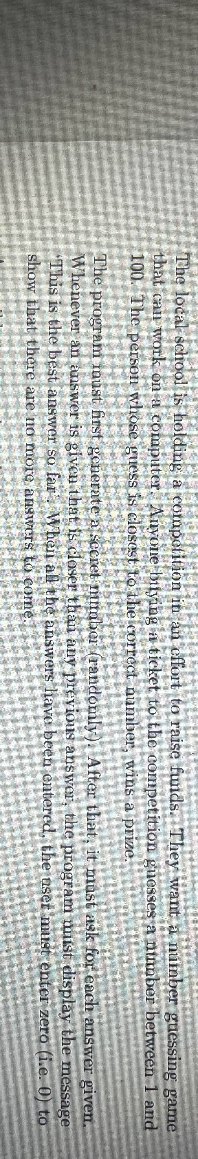 The local school is holding a competition in an