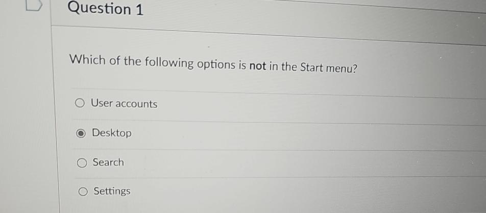 Question 1 Which of the following options is not