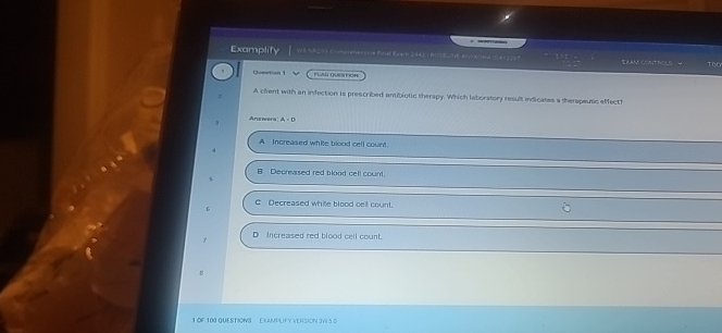 Examplify Ginemunt 1 A chent with an infection is
