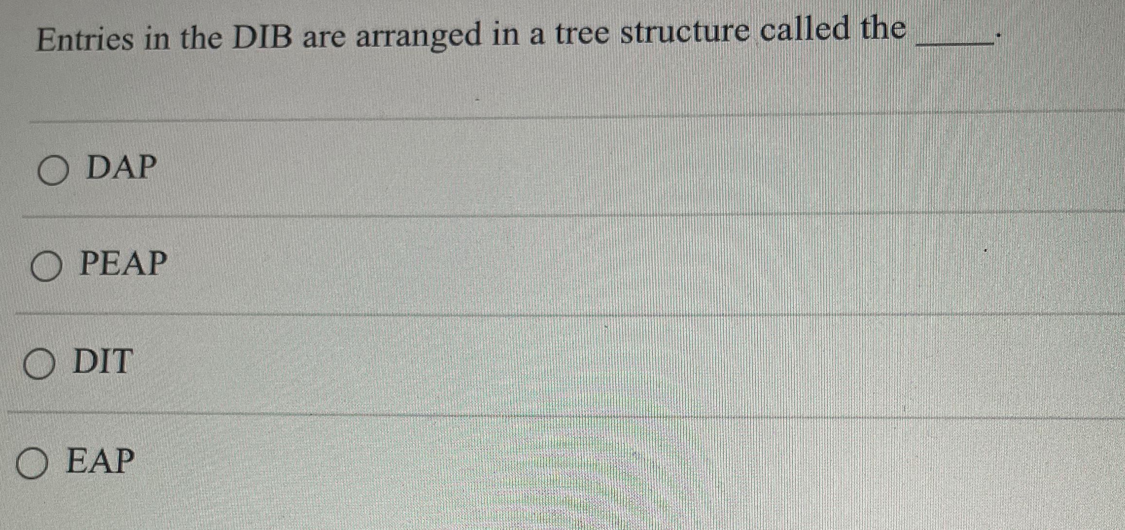 Entries in the DIB are arranged in a tree