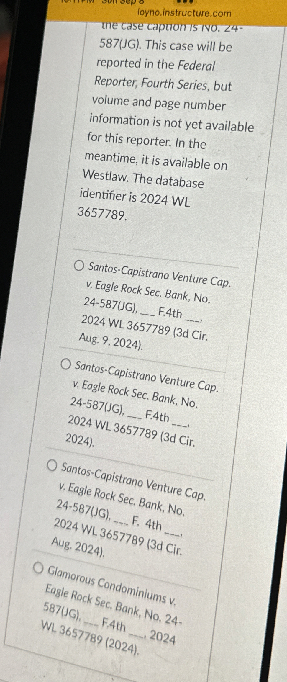 loyno.instructure.com the case caption is IVO. 2