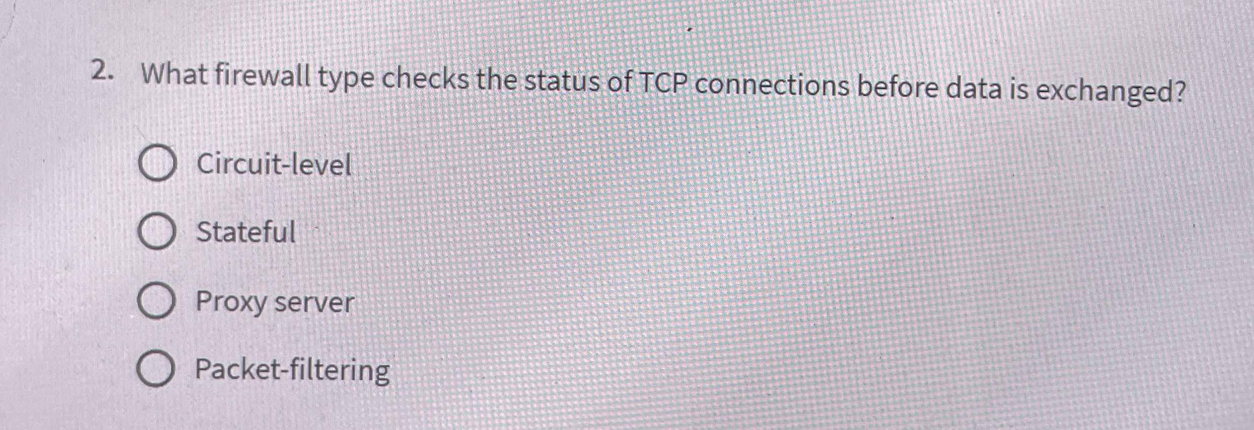 What firewall type checks the status of TCP