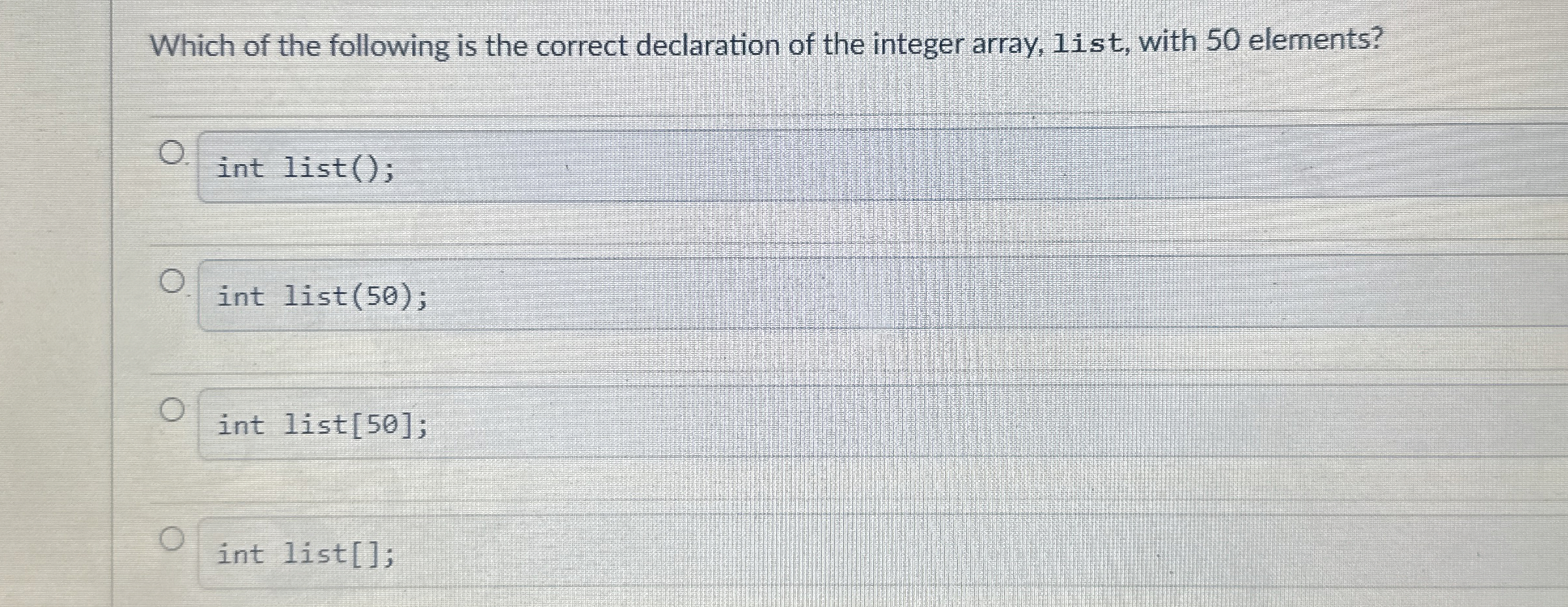 Which of the following is the correct declaration