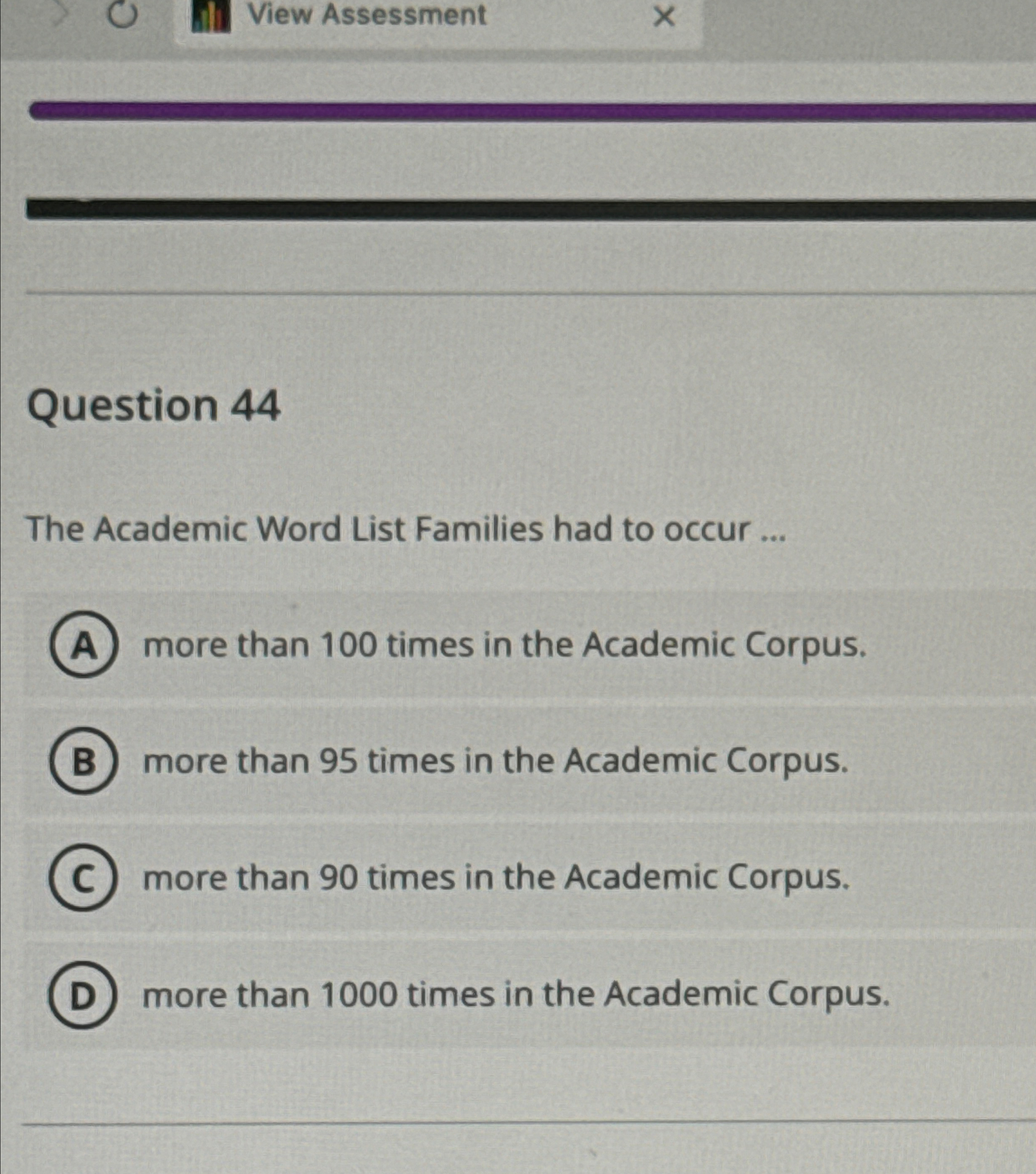 View Assessment Question 4 4 The Academic Word